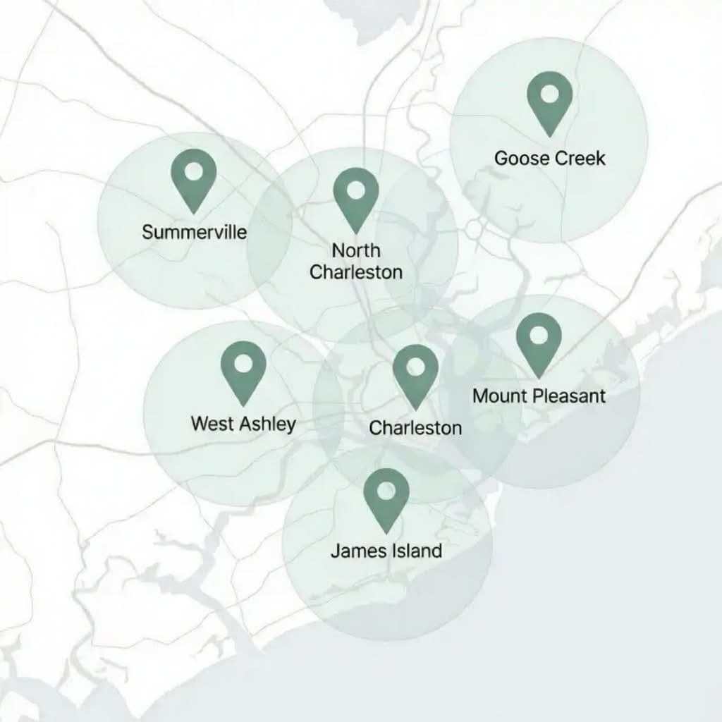Map of Greater Charleston showing widespread visibility